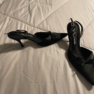 Black formal sling back with straps